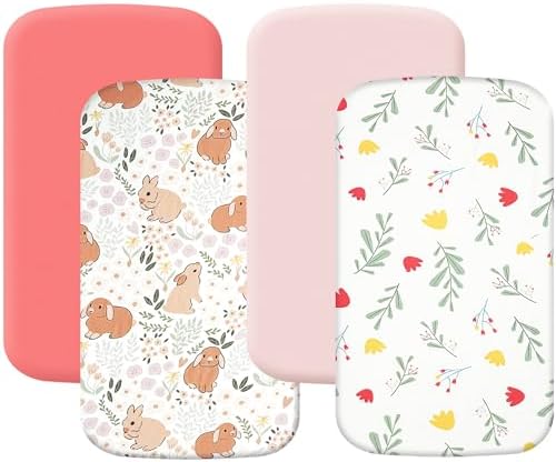 4 Pack Bassinet Sheets, Compatible by Haleeone