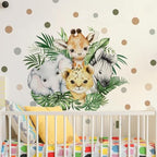 37.95x33.13 Inch Watercolor Jungle Animal Wall Decal Forest Animal Tiger - Image 3