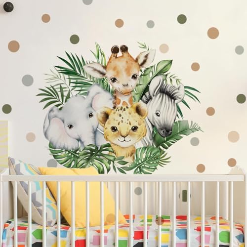 37.95x33.13 Inch Watercolor Jungle Animal Wall Decal Forest Animal Tiger - Image 3