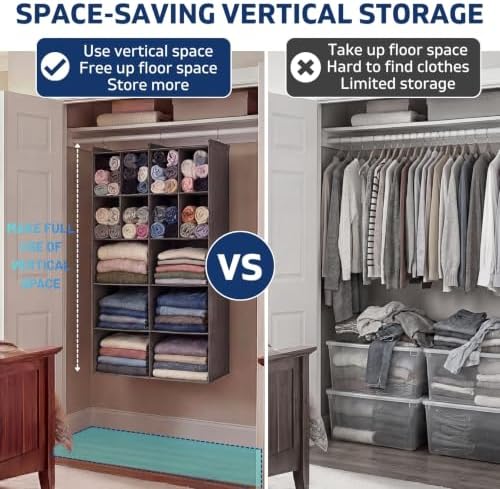 5 Tier Hanging Closet Organizer, 14 Compartments Dual Row Storage - Image 5
