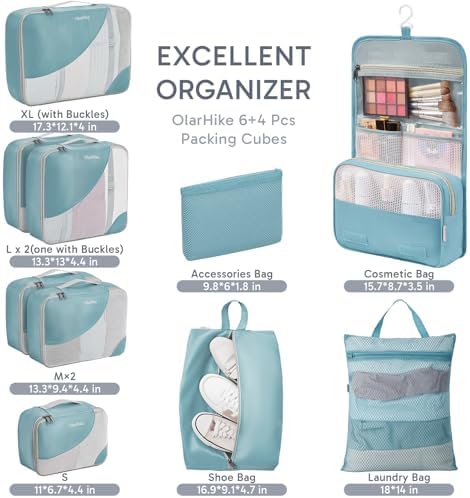 OlarHike 10 Set Packing Cubes for Travel, Gifts for Women Mom, Anti-Tearing - Image 2