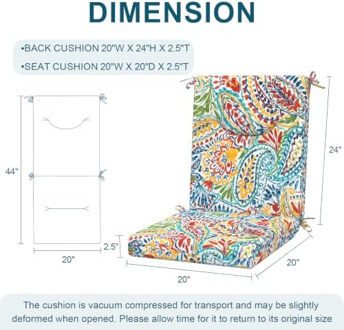 DYTXIII Outdoor High Back Chair Cushions Set of 2, 44x20 in Water Repellent - Image 3