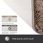 Yeaban Chenille Taupe Bathroom Rug 40"x60", Non-Slip Rubber Backing - Image 4