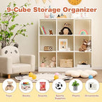 Costzon Toy Organizers and Storage, Wooden White 9-Cube Kids Bookcase - Image 4