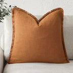 Foindtower Decorative Linen Fringe Throw Pillow Covers Cozy Boho Farmhouse by Foindtower
