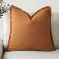 Foindtower Decorative Linen Fringe Throw Pillow Covers Cozy Boho Farmhouse by Foindtower