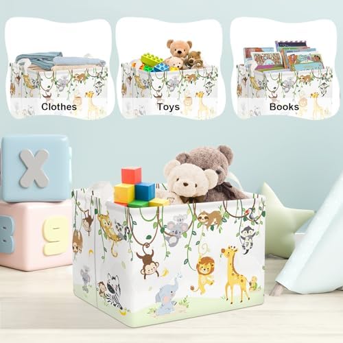 Clastyle Kid Storage Basket Woodland Vine Animal Foldable Laundry Hamper - Image 5