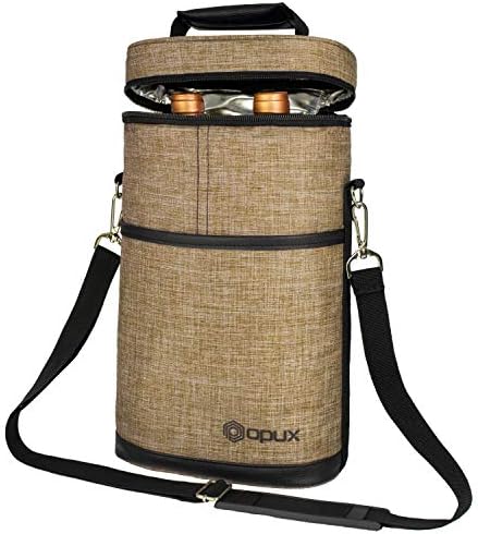OPUX 2 Bottle Wine Bag Tote Carrier | Leakproof Insulated Wine Cooler Bag by OPUX