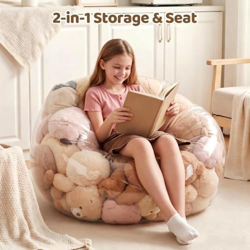 NTYNTY Clear Stuffed Animal Storage Bean Bag Chair - Image 3