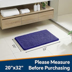 Chenille Bathroom Rug 20"x32" Royal Blue, Non-Slip Plush Bath Mat - Image 2