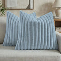 FUTEI Pack of 2 Faux Fur Throw Pillow Covers 22x22 Inch, Dusty Blue by FUTEI