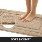 HOMEIDEAS Bathroom Rugs Sets 2 Piece, Soft Non Slip Bath Mat Khaki - Image 4