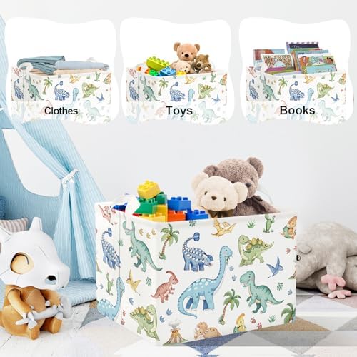 Clastyle Boho Dinosaur Laundry Basket Palm Tree Kids Clothes Book Storage - Image 5