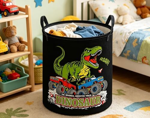 ESSME Kids Laundry Basket, Dinosaur Hamper Collapsible Canvas Waterproof - Image 5