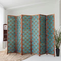 6 Panel Bamboo Room Divider, 5.6 ft Tall Double-Sided Folding Privacy Screen by PawlaBay