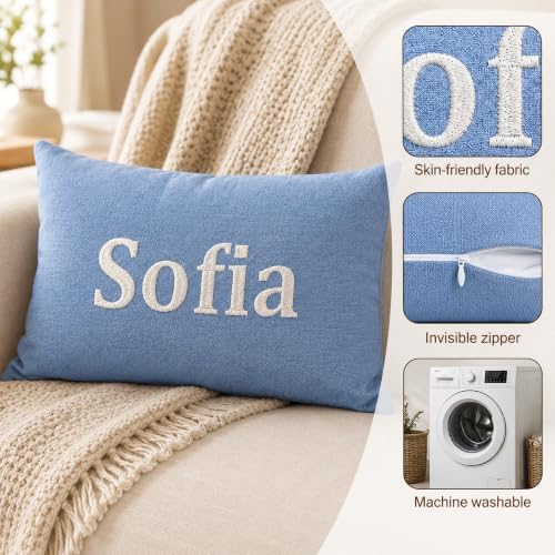 Custom Embroidered Name Pillow，Personalized Decorative Lumbar Throw - Image 5