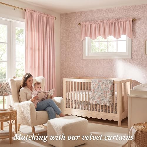 StangH Pink Spring Decor Velvet Window Valance 52x18 Inch, 1 Panel - Image 2