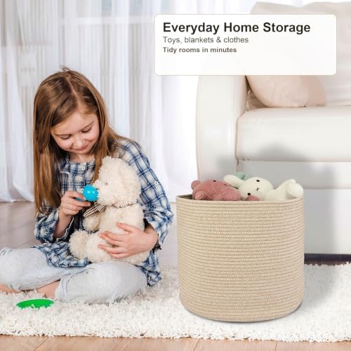 XUANGUO Cotton Rope Basket For Girls Boys Kids 16”X14” - Image 6
