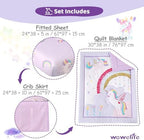Mini Girl Crib Bedding Set, 3 Piece Unicorn Mini Crib Comforter Set, Baby Girl - Image 5