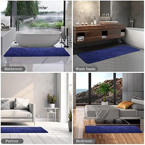 Yeaban Chenille Royal Blue Bathroom Runner Rug 24"x60" - Image 6