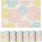 Artoid Mode Floral Vinyl Plastic Placemats Set of 6, 12x18 Inch Washable by ArtoidMode