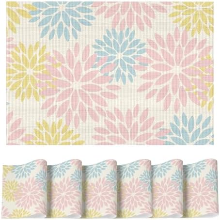Artoid Mode Floral Vinyl Plastic Placemats Set of 6, 12x18 Inch Washable by ArtoidMode
