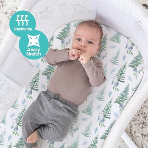 Stretch Fitted Bassinet Sheet Set BROLEX 2 Pack Cradle Sheets - Image 4