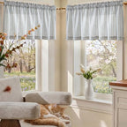 jinchan Linen Boxter Striped Kitchen Valances Blue 50 x 16 inch 2 Panels - Image 5