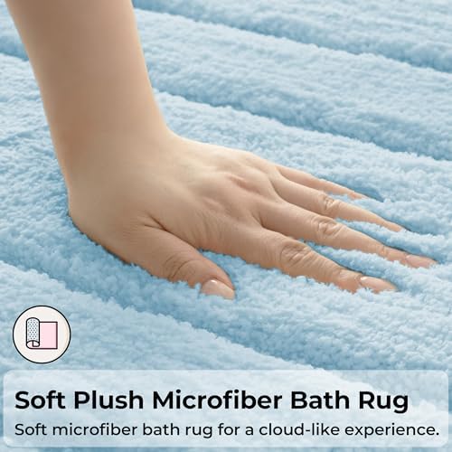 GRANNY SAYS Baby Blue Bathroom Rugs Set 2 Piece, Soft Microfiber Bath Mats - Image 6