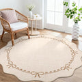 GarveeHome 6ft Round Rugs Washable Scalloped Bow Rug by GarveeHome