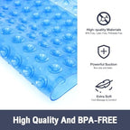 Square Shower Mat Bathtub Bath Mat Non Slip Clear Blue 21"x21" - Image 2
