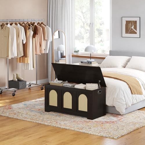 DINZI LVJ Storage Chest, Wooden Toy Box, Espresso Oak 39.4" L - Image 2