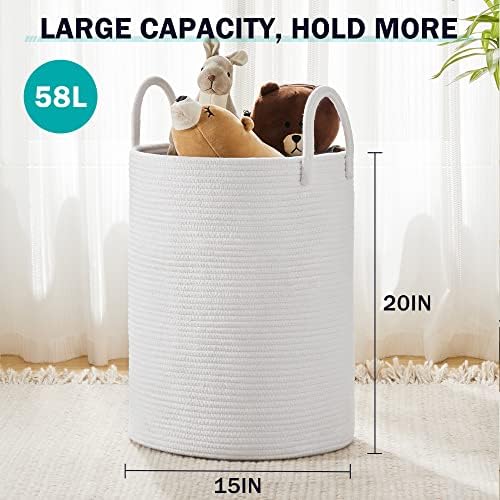Woven Rope Laundry Hamper Basket by YOUDENOVA, 58L Tall Laundry Basket - Image 3