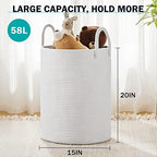 Woven Rope Laundry Hamper Basket by YOUDENOVA, 58L Tall Laundry Basket - Image 3