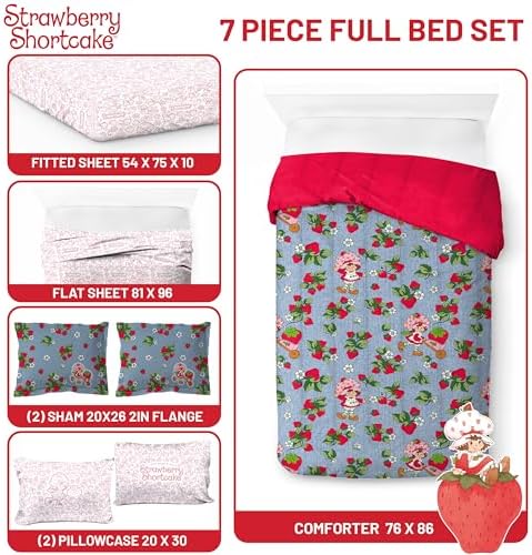 Strawberry Shortcake Full Comforter Set 7 Piece Kids Bedding - Image 3