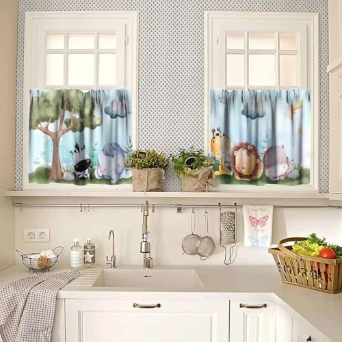 Animals Nursery Valance Curtain Baby Boy Girl Bear Fox Deer Bunny Short Half - Image 2