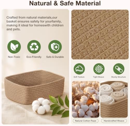 3 Pack Small Baskets for Organizing, Woven Storage Baskets for Shelves - Image 3
