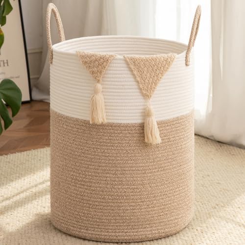 OIAHOMY 100L Nursery Hamper Laundry Basket Laundry Hamper Brown/White by MasterofSpaceOptimization