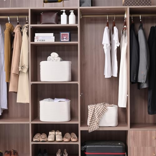 ICERZCZ Storage Baskets for Organizing Shelves 15x11x9.5 Off White 3 Packs - Image 2