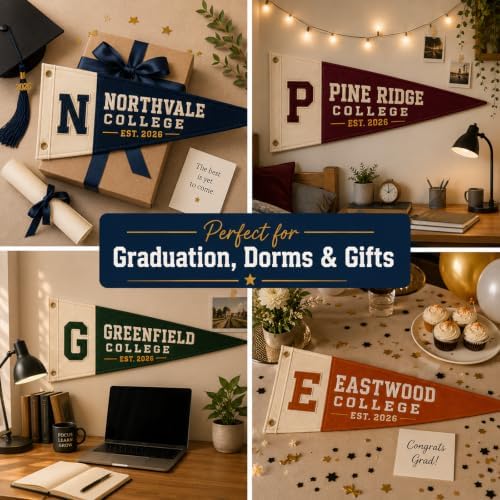 Custom Embroidered School Name Pennant Flag, Canvas Graduation Pennant - Image 7