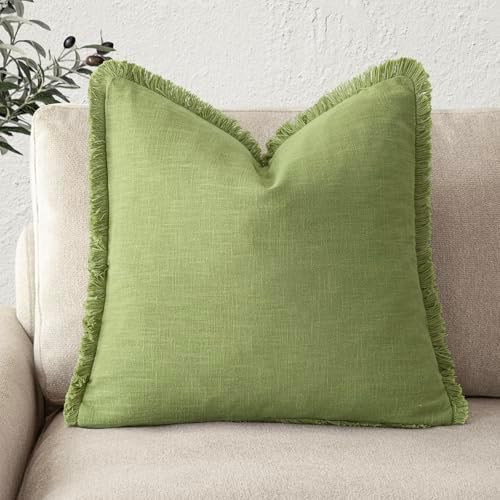 Foindtower Decorative Linen Fringe Throw Pillow Covers Cozy Boho Farmhouse by Foindtower