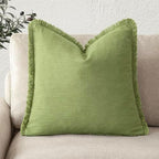 Foindtower Decorative Linen Fringe Throw Pillow Covers Cozy Boho Farmhouse by Foindtower