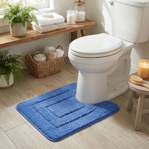GRANNY SAYS Blue U Shaped Toilet Rug 20" x 24", Non-Slip Bath Mat by GRANNYSAYS