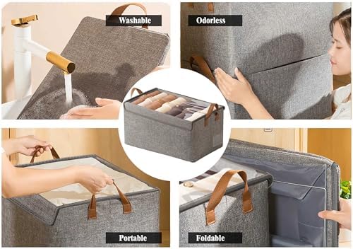 AARAINBOW Closet Clothes Organizer Bins 4 Pc, Fabric Box Storage Shelf Bins - Image 2