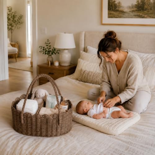 Diaper Caddy Organizer, Paper Rope Storage Baskets Nursery Bin - Image 5