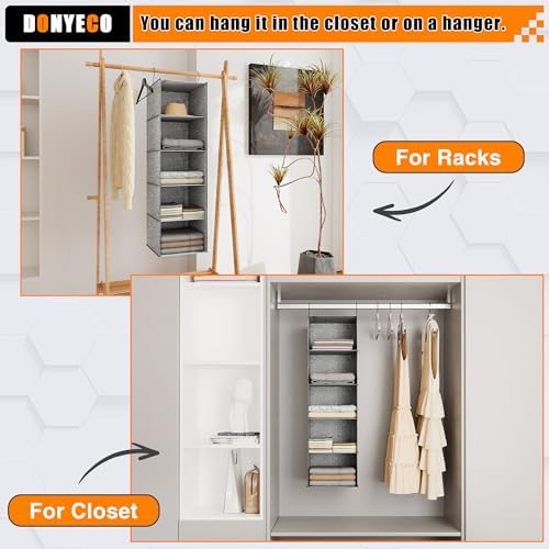 Hanging Closet Organizer 5-Shelf, Oxford Linen Wardrobe Storage - Image 5