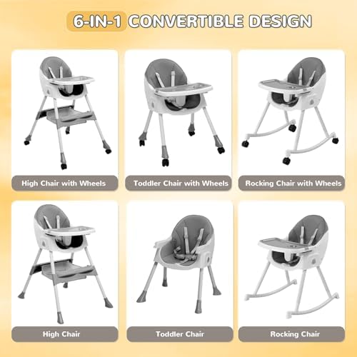 Ktaxon Baby High Chair, 6-in-1 Portable Rocking Highchair - Image 2
