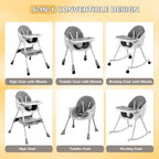 Ktaxon Baby High Chair, 6-in-1 Portable Rocking Highchair - Image 2