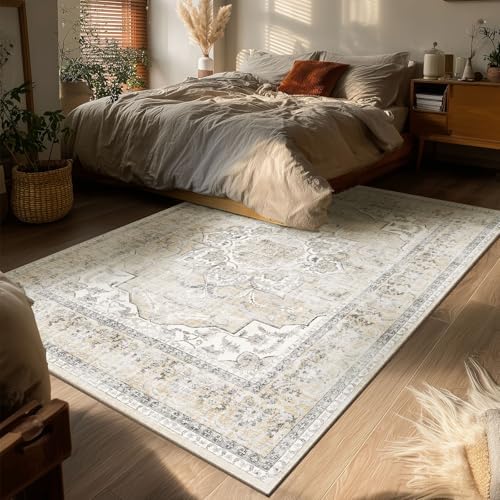 Washable Living Room Area Rug: 4x6 Bedroom Rug Non Slip Soft Boho Carpet - Image 5