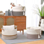 67L Large Blanket Basket, Cotton Rope Blanket Basket Living Room, Baby Laundry - Image 5
